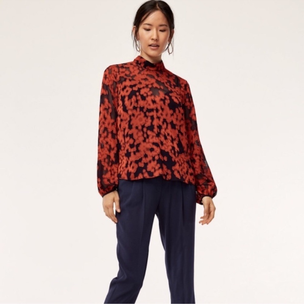 Aritzia Babaton Granados Sheer Floral Blouse Size Small